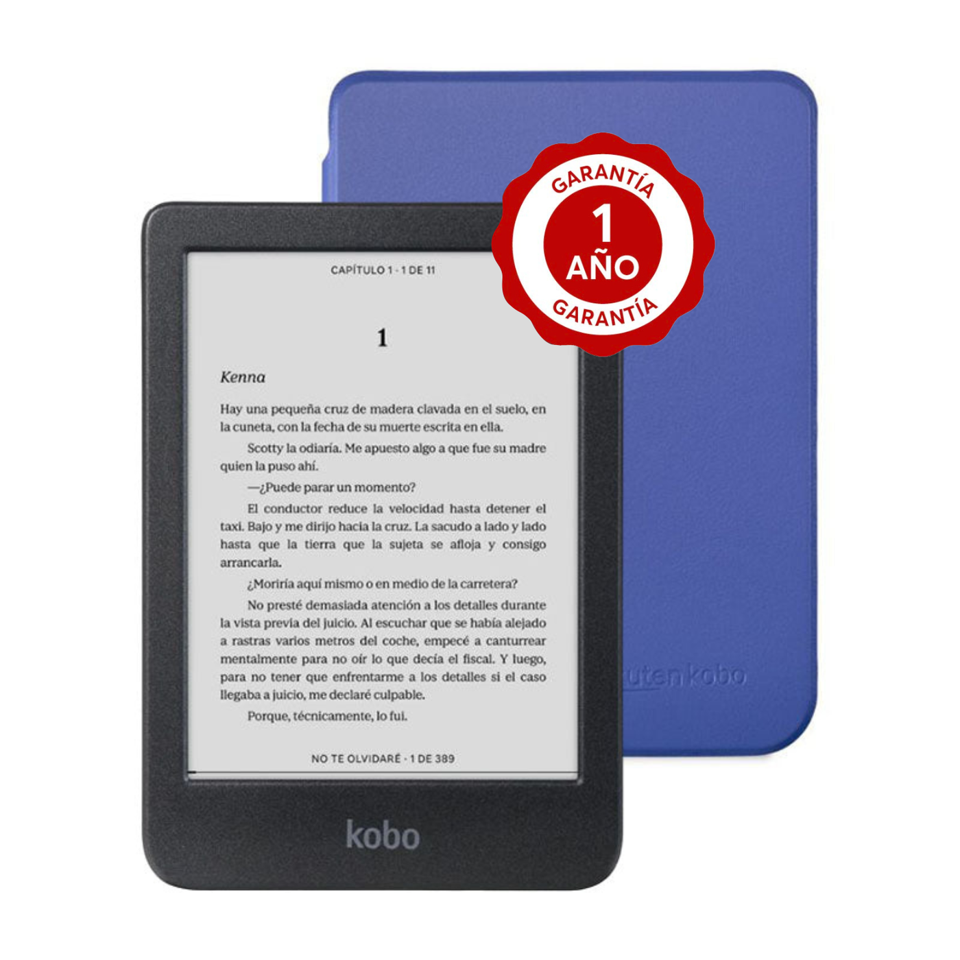 Lector e reader Kobo Clara BW Negro con Funda Basic SleepCover Azul