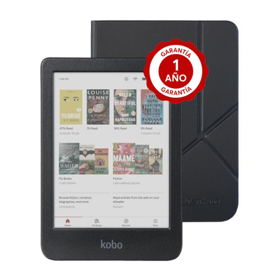 Pack Lector e reader Kobo Clara Colour Negro con Funda Premium SleepCover Negro