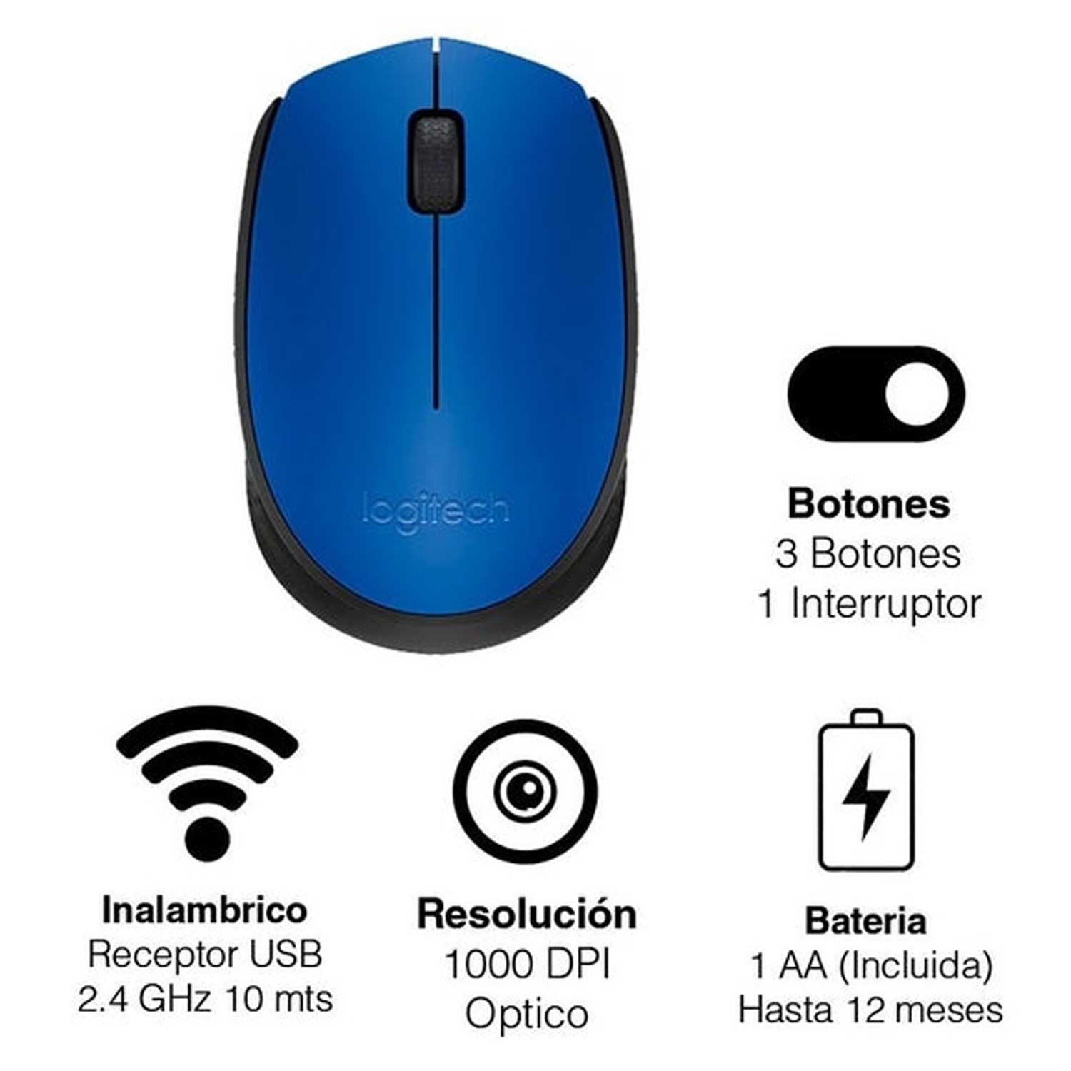 Mouse inalámbrico Logitech M170 azul