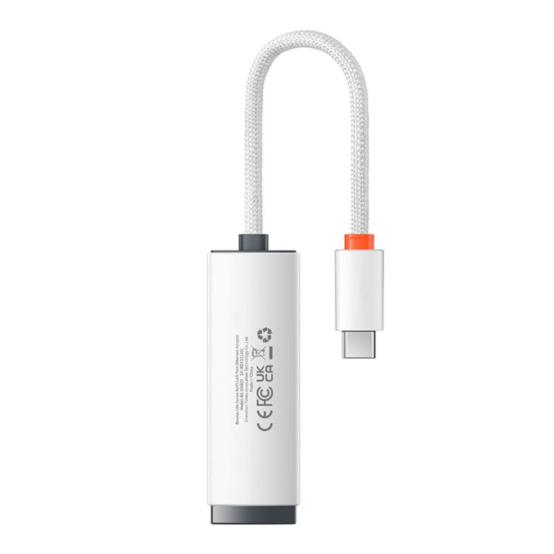 Adaptador de Red Tipo - C a Puerto LAN RJ45 - 1000 Mbps - Blanco - Baseus Lite Series - Bestmart