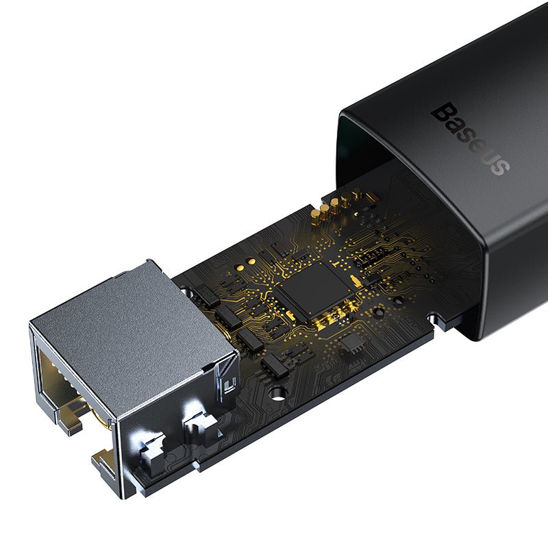 Adaptador de Red USB - A a Puerto LAN RJ45 - 1000 Mbps - Negro - Baseus Lite Series - Bestmart