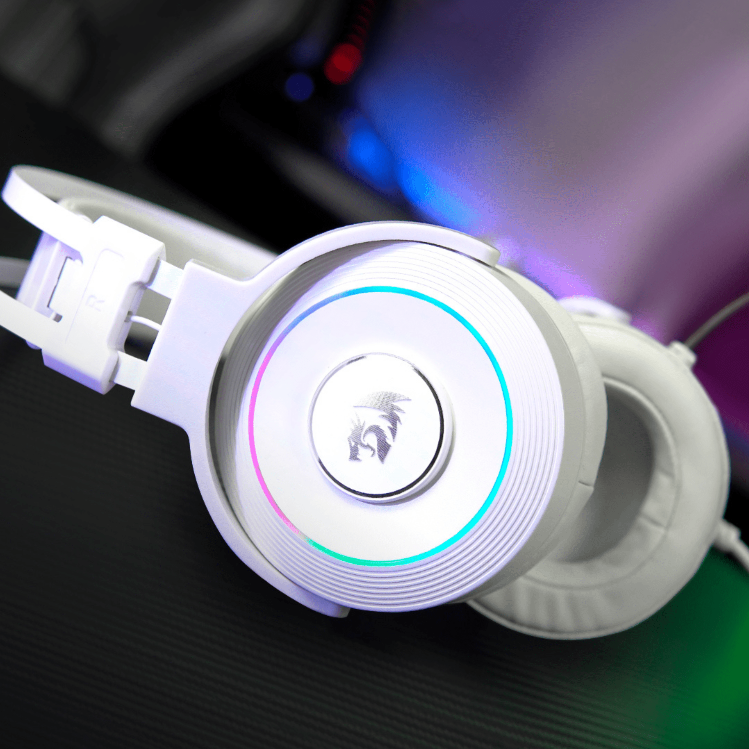 Audifono Gamer Redragon Lamia H320 RGB USB Blanco con Soporte - Bestmart