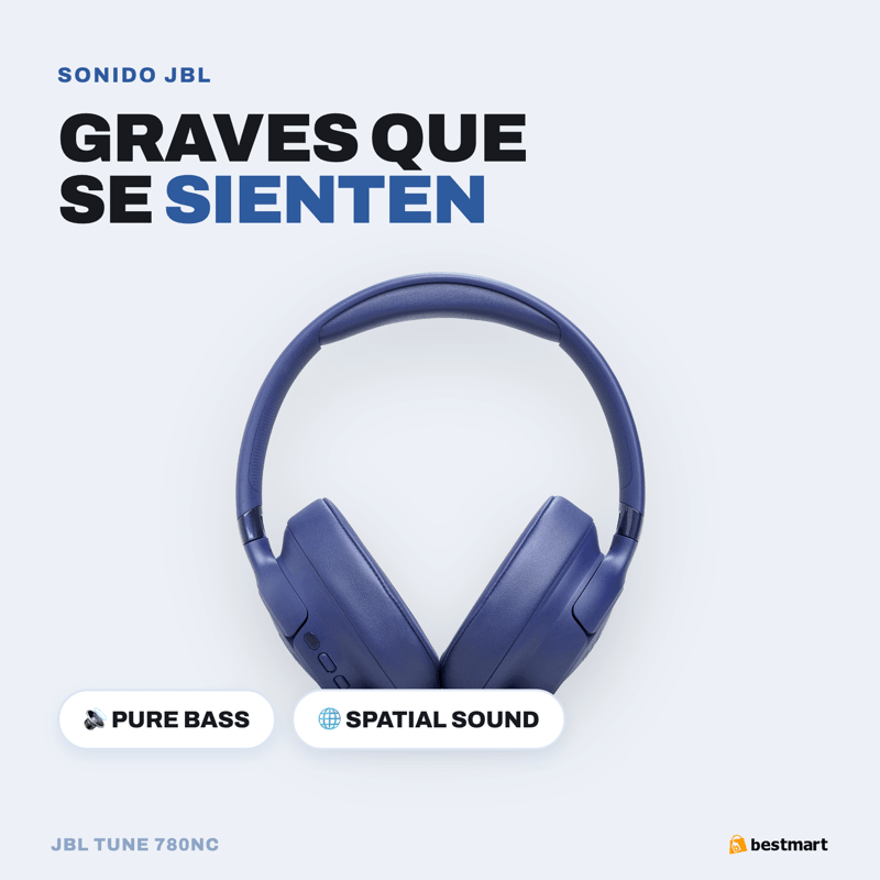 Audífonos Bluetooth JBL Tune 780NC Cancelación de Ruido Azul - Bestmart