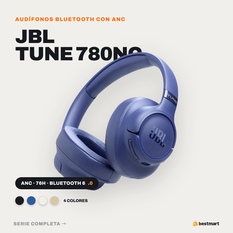 Audífonos Bluetooth JBL Tune 780NC Cancelación de Ruido Azul - Bestmart