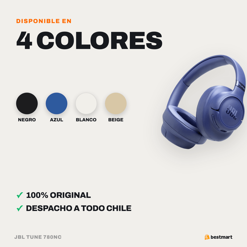 Audífonos Bluetooth JBL Tune 780NC Cancelación de Ruido Azul - Bestmart