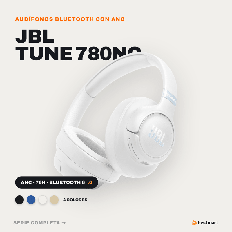 Audífonos Bluetooth JBL Tune 780NC Cancelación de Ruido Blanco - Bestmart