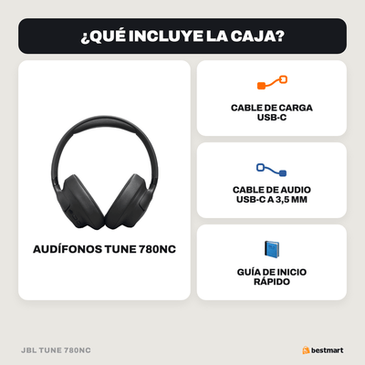 Audífonos Bluetooth JBL Tune 780NC Cancelación de Ruido Negro - Bestmart