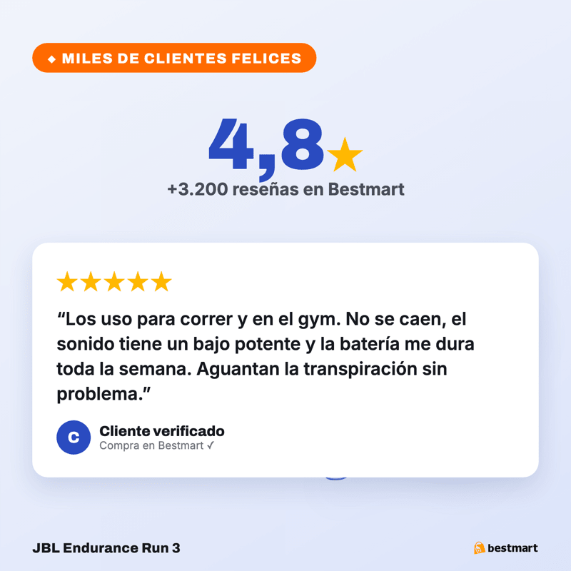 Audífonos Deportivos Inalámbricos JBL Endurance Run 3 Bluetooth IP65 Azul - Bestmart