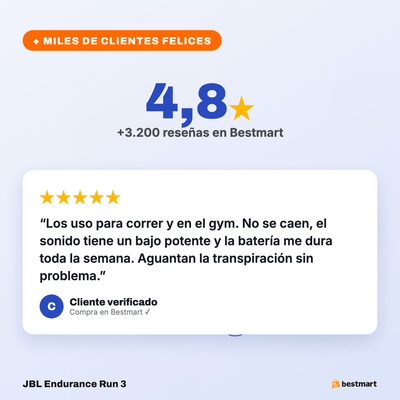 Audífonos Deportivos Inalámbricos JBL Endurance Run 3 Bluetooth IP65 Azul - Bestmart