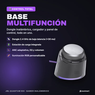Audífonos Gamer Inalámbricos JBL Quantum 950 Bluetooth ANC Spatial Sound Negro - Bestmart
