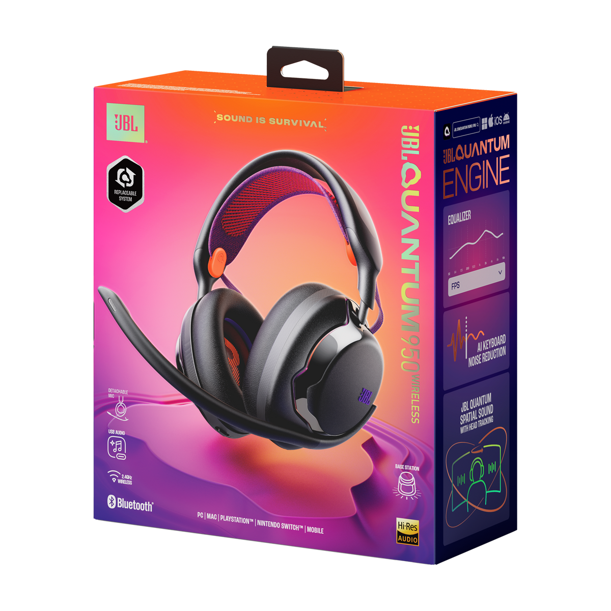 Audífonos Gamer Inalámbricos JBL Quantum 950 Bluetooth ANC Spatial Sound Negro - Bestmart