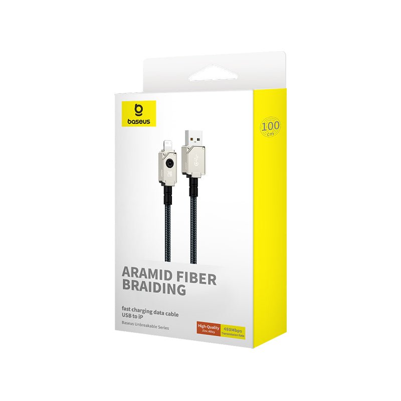 Cable de carga rápida Baseus Unbreakable USB a Lightning de 1 metro - 2.4A - Blanco - Bestmart