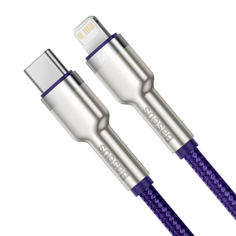 Cable de Carga Rápida Metálico Baseus Tipo - C a Lightning de 1 Metro - 20W - Serie Cafule Premium - Púrpura - Bestmart