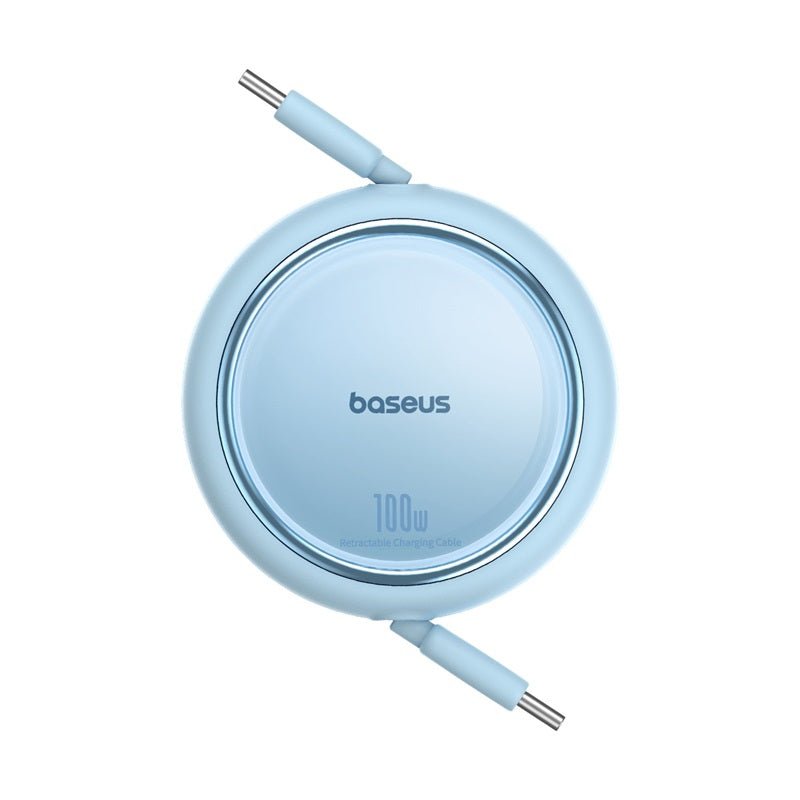 Cable de Carga Rápida Retráctil Bidireccional Baseus Free2 Draw Mini Tipo C a Tipo C de 1 metro - 100W - Azul - Bestmart