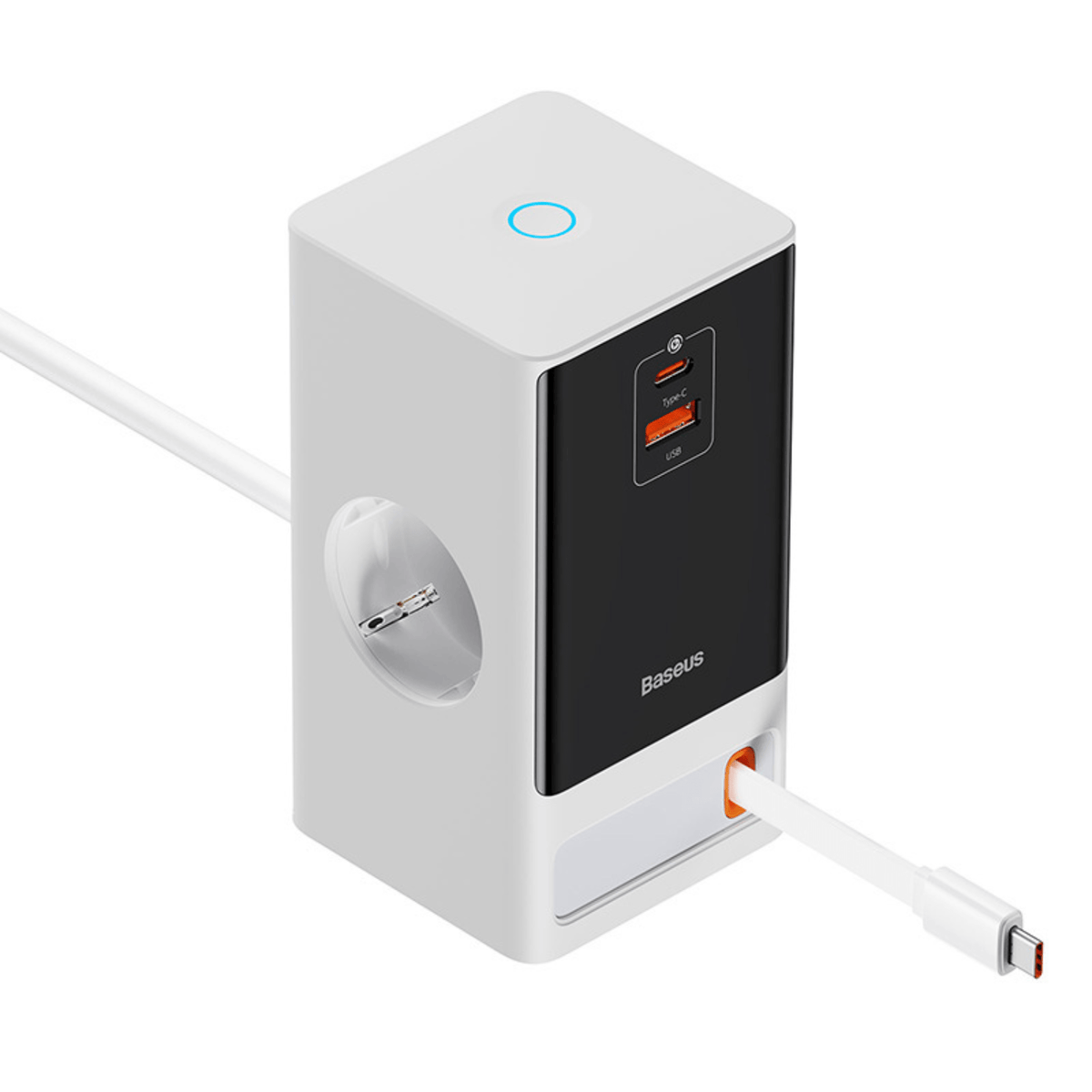 Cargador Baseus PowerCombo Digital PowerStrip (AC - Tipo C - USB - A) - 65W - Blanco - Bestmart