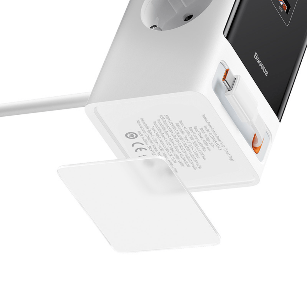Cargador Baseus PowerCombo Digital PowerStrip (AC - Tipo C - USB - A) - 65W - Blanco - Bestmart