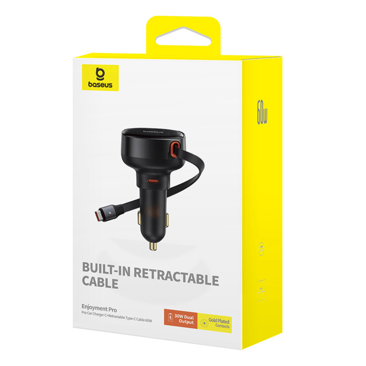 Cargador de smartphone para Auto Baseus Enjoyment Pro Con Cable Tipo C - 60W - Negro - Bestmart