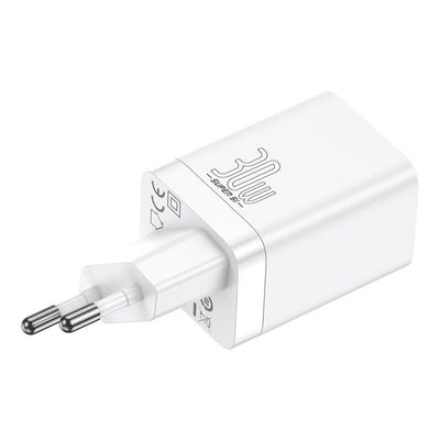 Cargador Rápido Baseus Dual USB y USB-C - 30W - Blanco (Open Box) - Bestmart