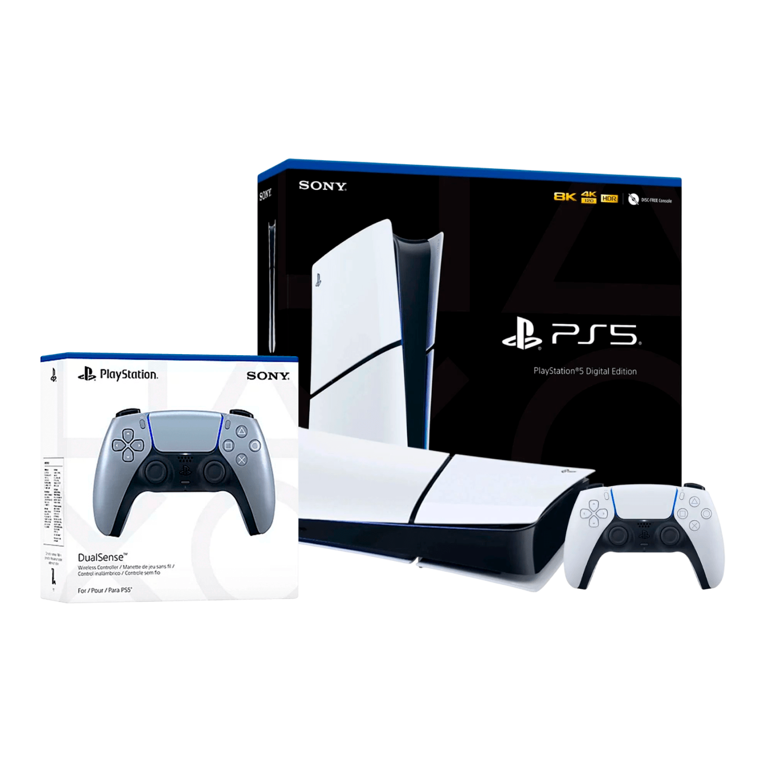 Consola Sony Playstation 5 Slim Edición Digital + Control Dualsense Adicional Silver - Bestmart