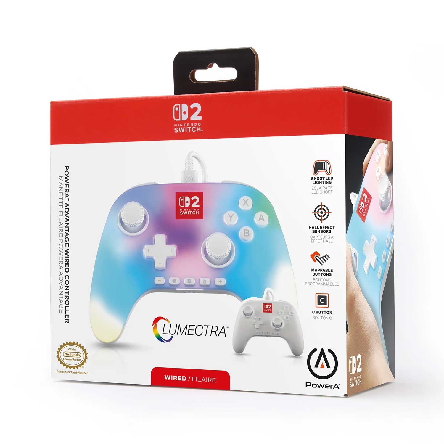 Control con Cable PowerA Advantage Lumectra para Nintendo Switch 2 Blanco - Bestmart