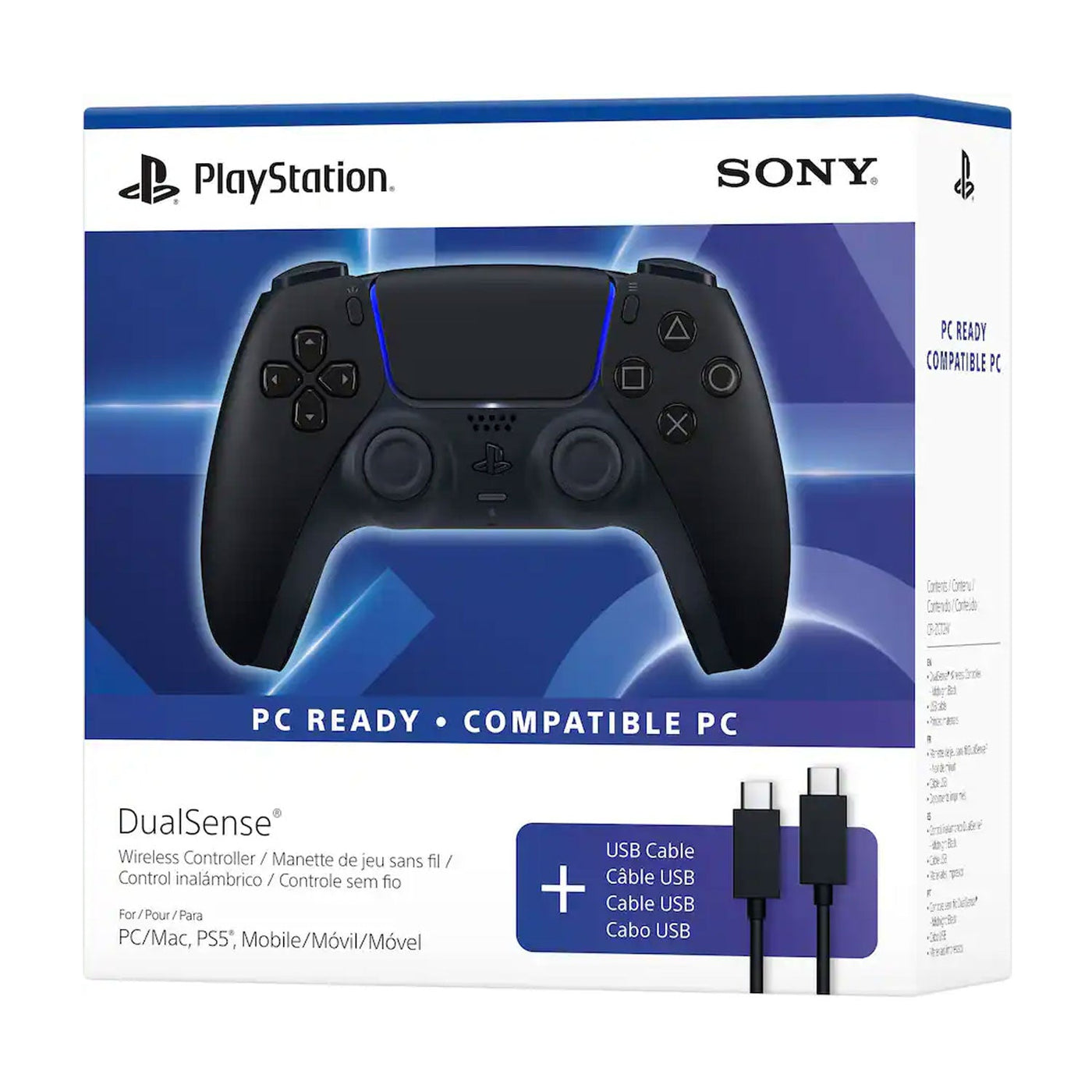 Control inalámbrico PS5 DualSense Midnight Negro + Cable USB para PC