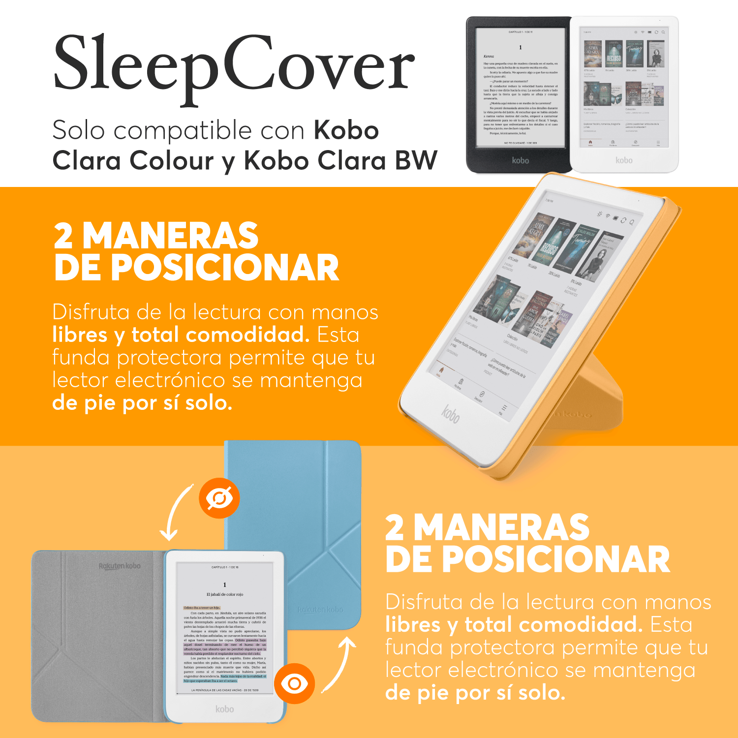 Funda Protectora SleepCover para Kobo Clara BW/Colour Amarillo - Bestmart