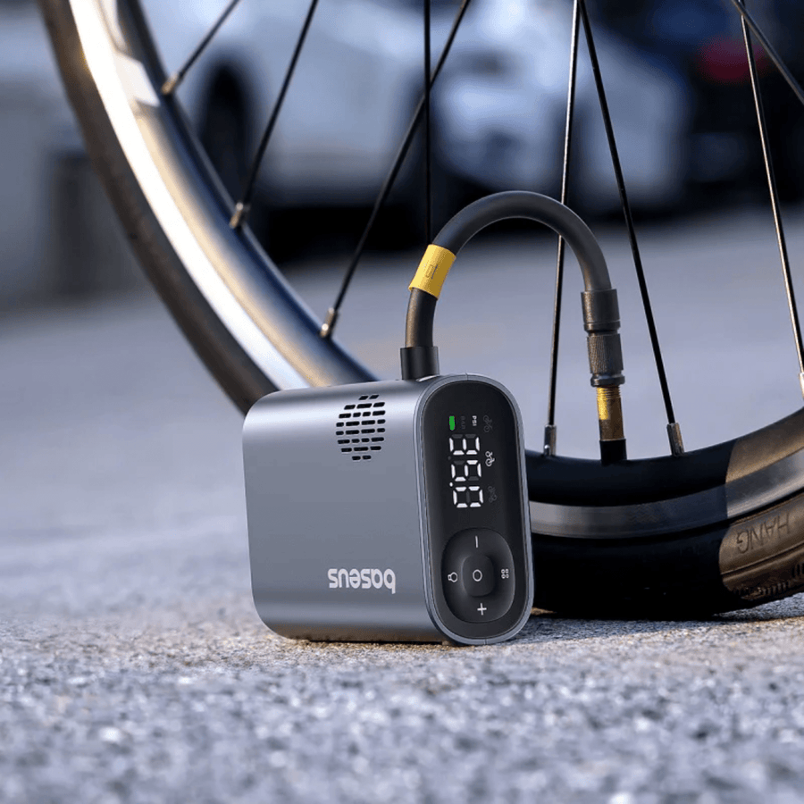 Inflador Baseus PrimeTrip 150 PSI para bicicletas con pantalla LED y carga rápida