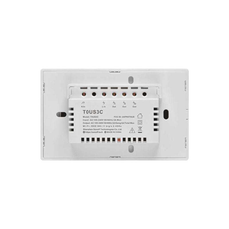 Interruptor WiFi de Pared Sonoff T0 - 3 Canales - Blanco - Bestmart