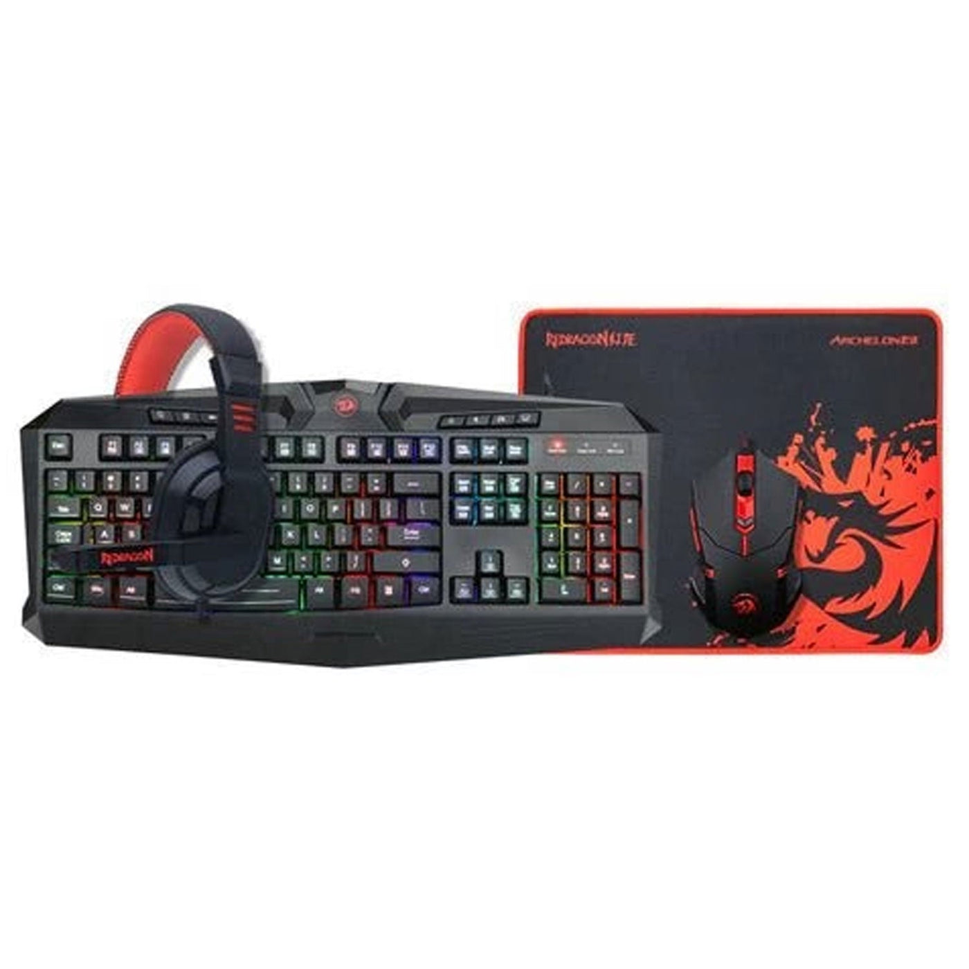 Kit Gamer 4 En 1, Teclado, Mouse, Audífonos Y Mouse Pad Redragon S101-ba Español De Color Negro