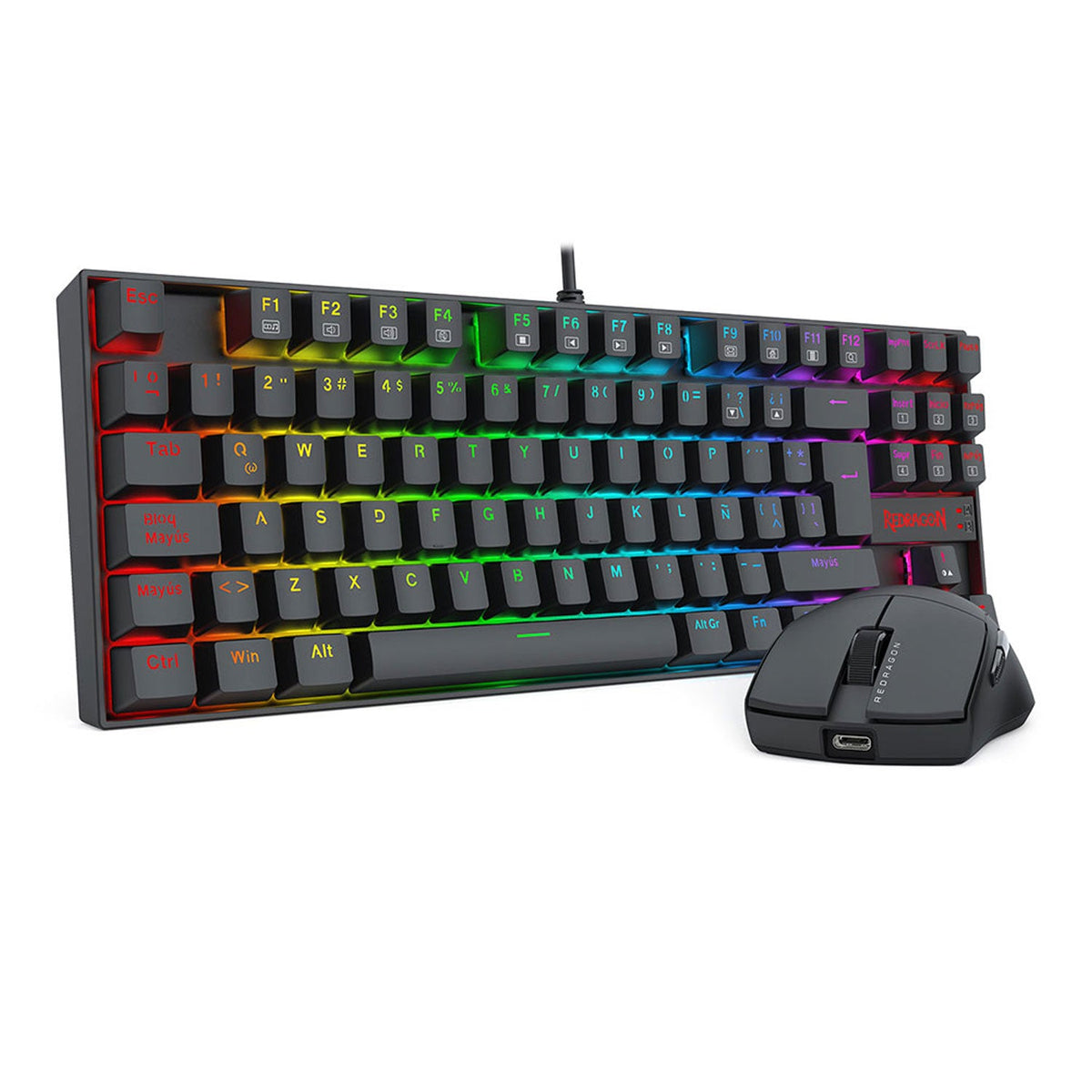 Kit Gamer Redragon Teclado Kumara K552 RGB + Mouse King M724 1KHZ Cableado Negro - Bestmart
