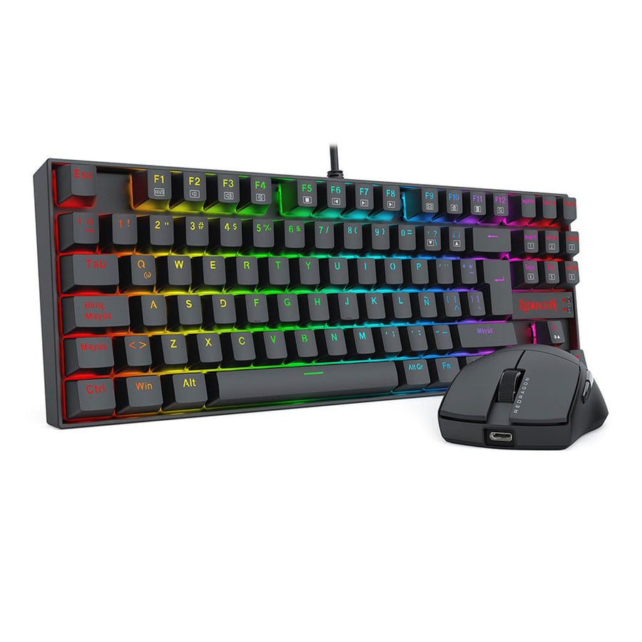 Kit Gamer Redragon Teclado Kumara K552 RGB + Mouse King M724 1KHZ Cableado Negro