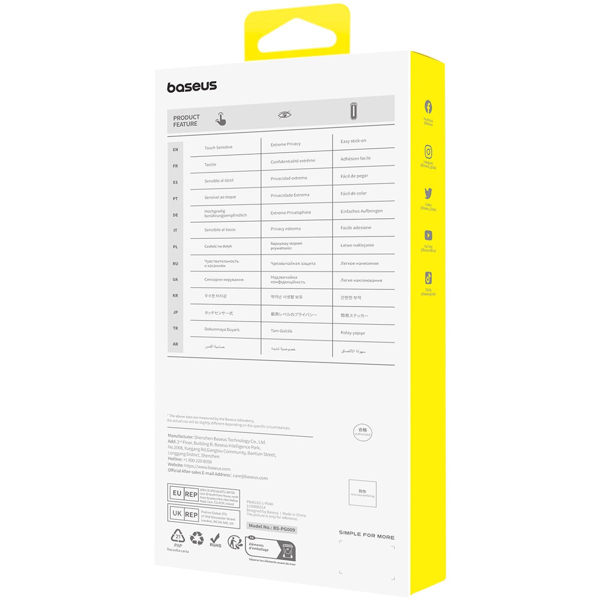 Lámina Protectora Baseus de Vidrio Templado HD para iPhone 15 Plus - Series Sapphire - Bestmart