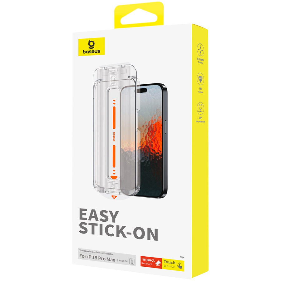 Lámina Protectora Baseus de Vidrio Templado HD para iPhone 15 Pro Max - Series Sapphire