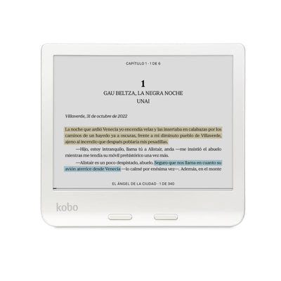 Lector e reader Kobo Libra Colour Blanco con Funda SleepCover Azul - Bestmart