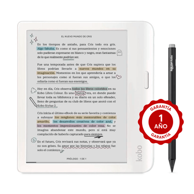 Lector e reader Kobo Libra Colour Blanco con Lápiz Stylus 2 Negro - Bestmart
