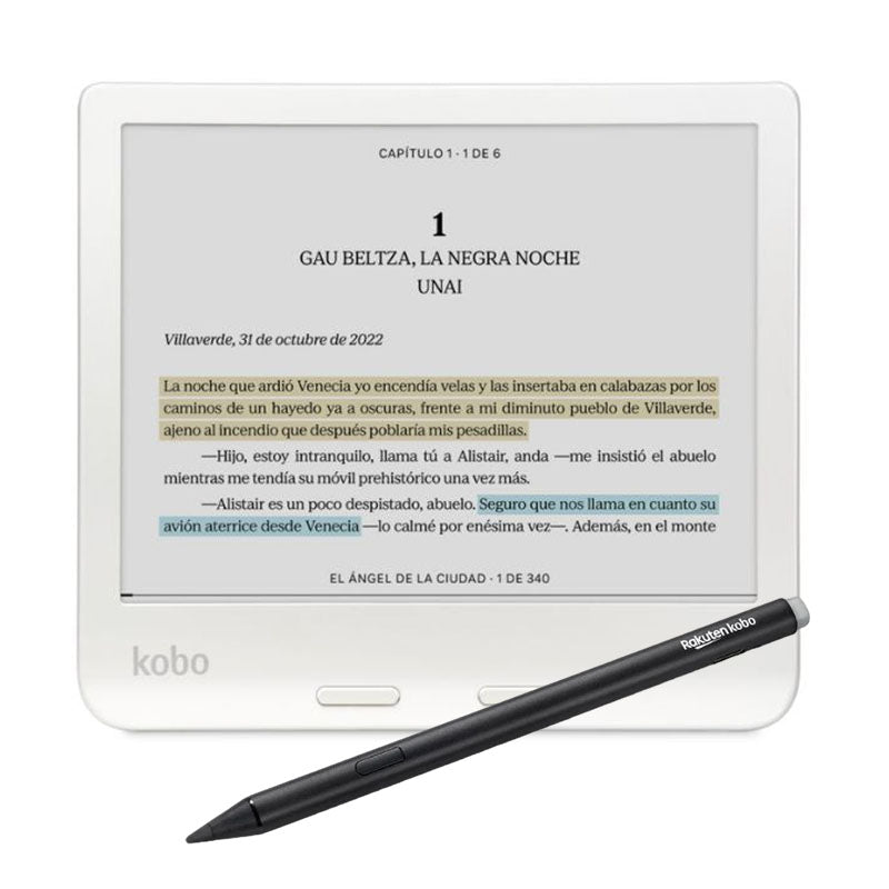 Lector e reader Kobo Libra Colour Blanco con Lápiz Stylus 2 Negro