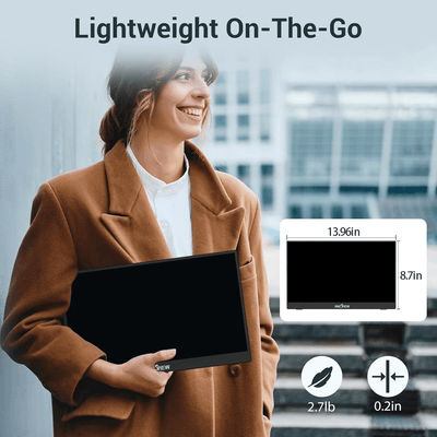 Monitor Portátil InnoView 15,6" FHD 1080p HDMI USB - C con cubierta Negro - Bestmart