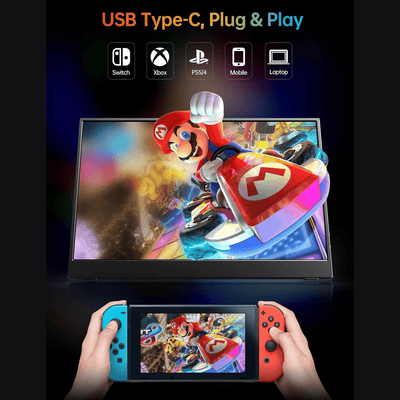 Monitor Portátil Vilva 15,6" FHD 1080P IPS con USB - C, HDMI, cubierta y altavoces Negro - Bestmart