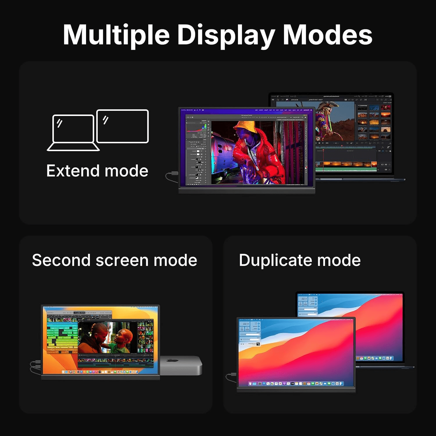 Monitor Portátil WGK 15,6" FHD 1080p USB - C Mini HDMI con soporte Negro - Bestmart