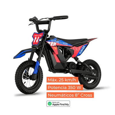 Moto de Cross Navee Eléctrica Infantil Cyber X Pro 8-11 Años Máx 25km/h Autonomía 14.5km 350W Neumáticos 8" Cross Suspensión Trasera Chasis Acero Negro - Bestmart