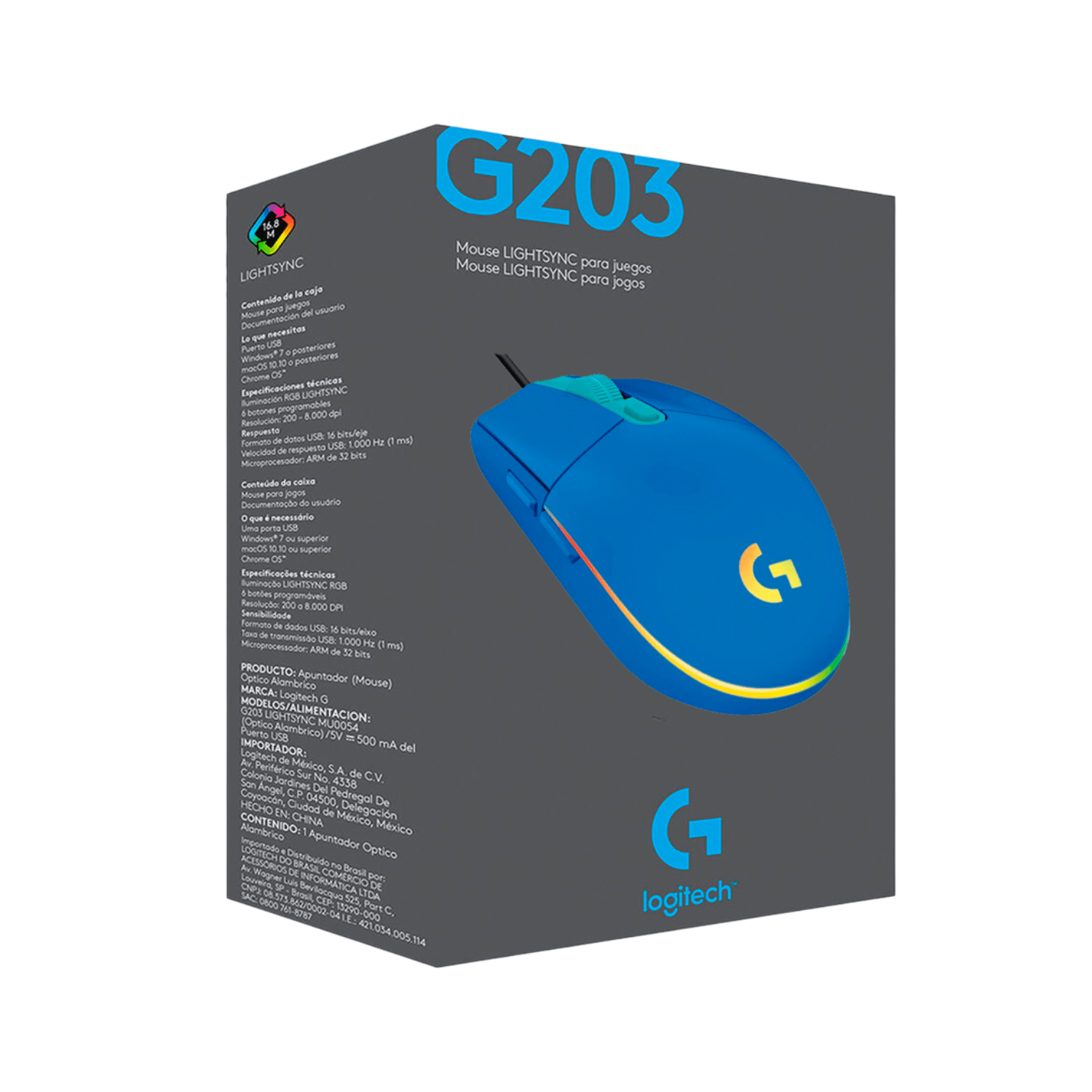 Mouse Gamer Logitech G203 RGB azul - Bestmart