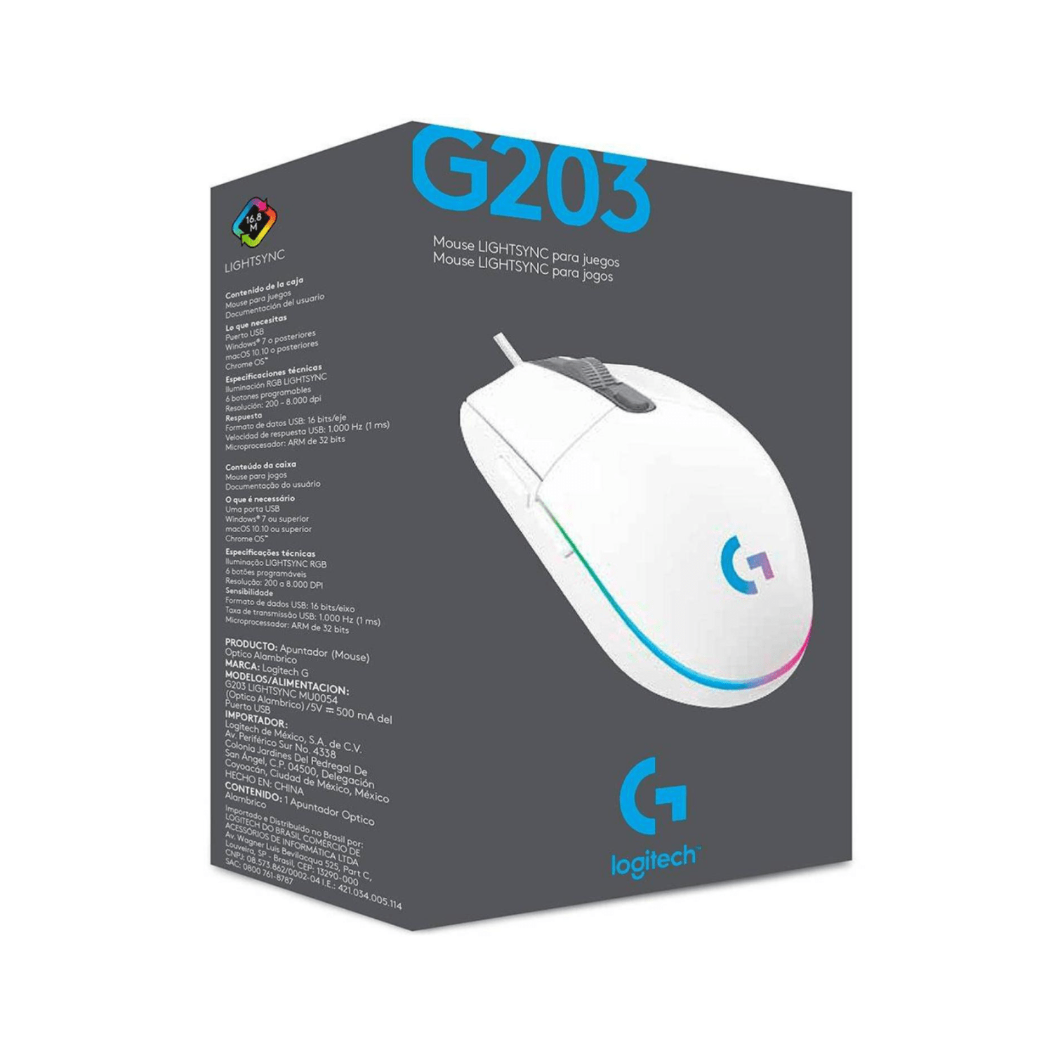 Mouse Gamer Logitech G203 RGB blanco - Bestmart