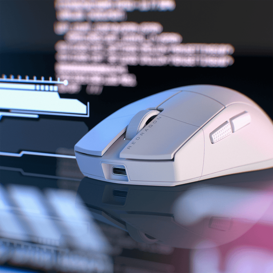 Mouse Gamer Redragon King Pro M916 Inalámbrico Tri-Mode Pixart 3395 1K Hz 16000 DPI - Blanco