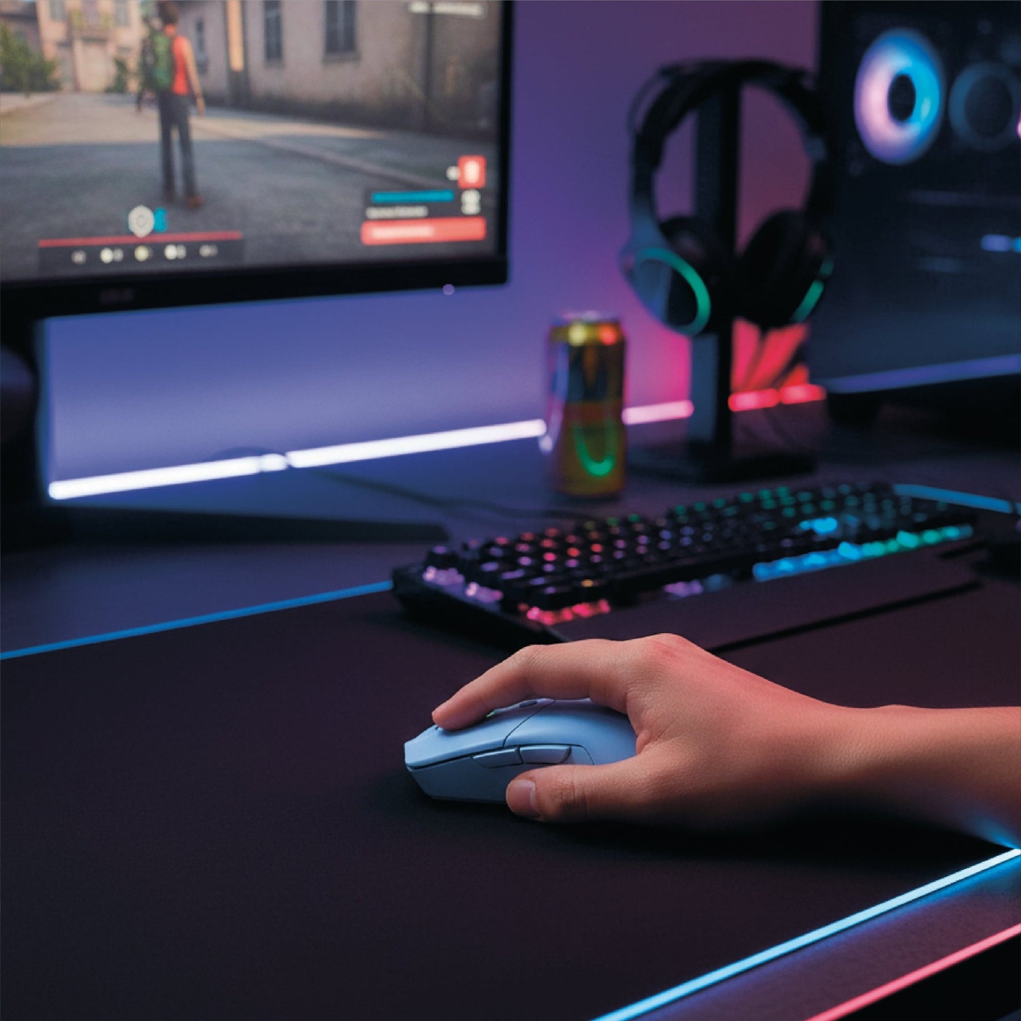 Mouse Gamer Redragon St4r Pro Inalámbrico Tri - Mode Pixart PAW3395 26000 DPI - RGB - Celeste - Bestmart