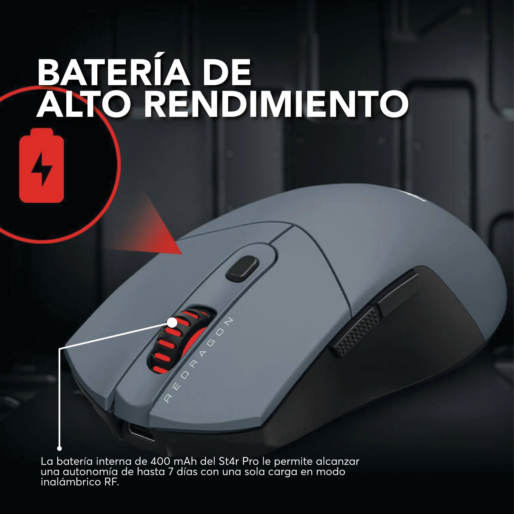 Mouse Gamer Redragon St4r Pro Inalámbrico Gris Open Box - Bestmart