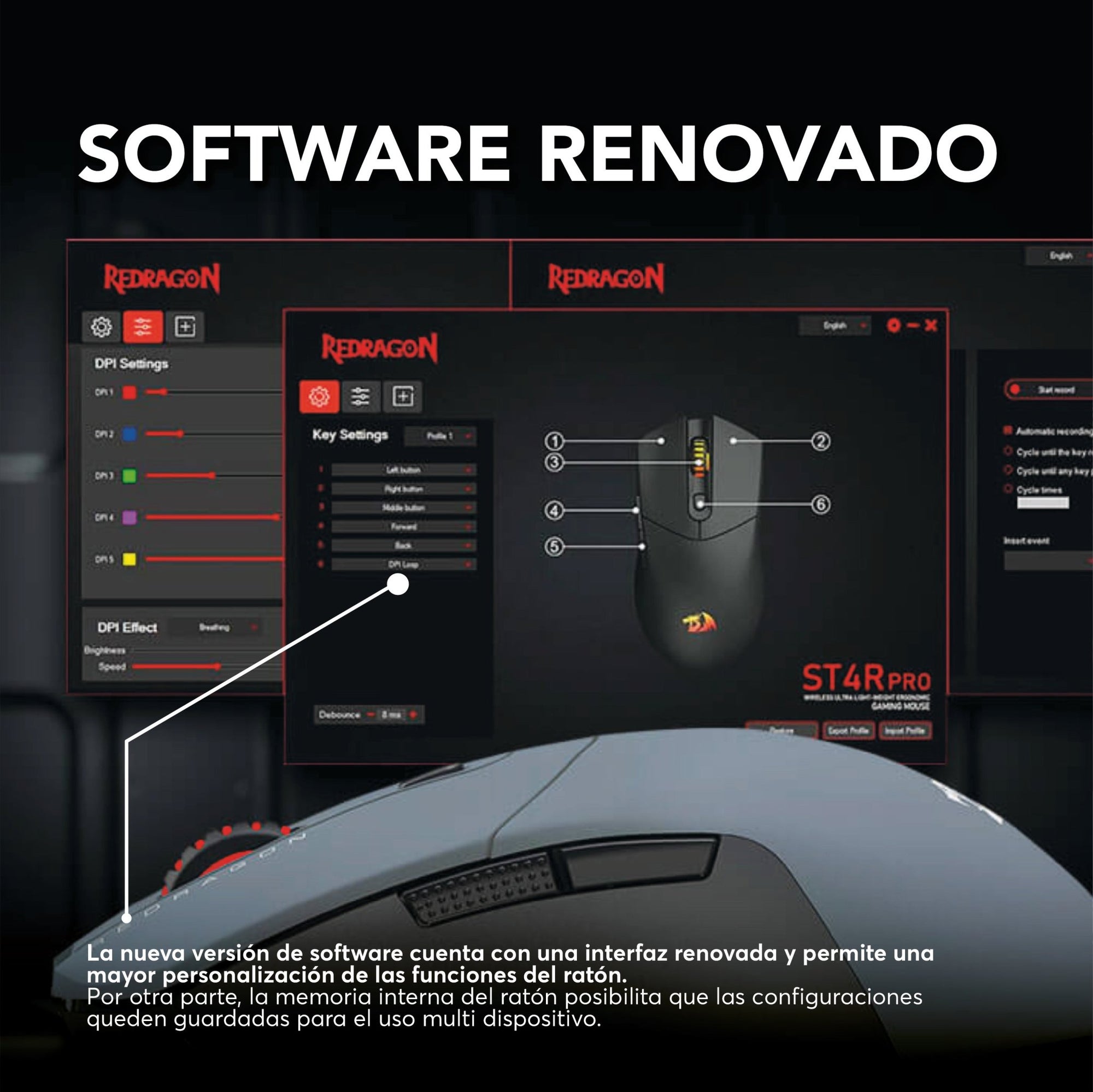 Mouse Gamer Redragon St4r Pro Inalámbrico Gris Open Box - Bestmart
