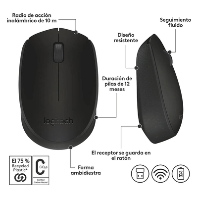 Mouse inalámbrico Logitech M170 negro - Bestmart