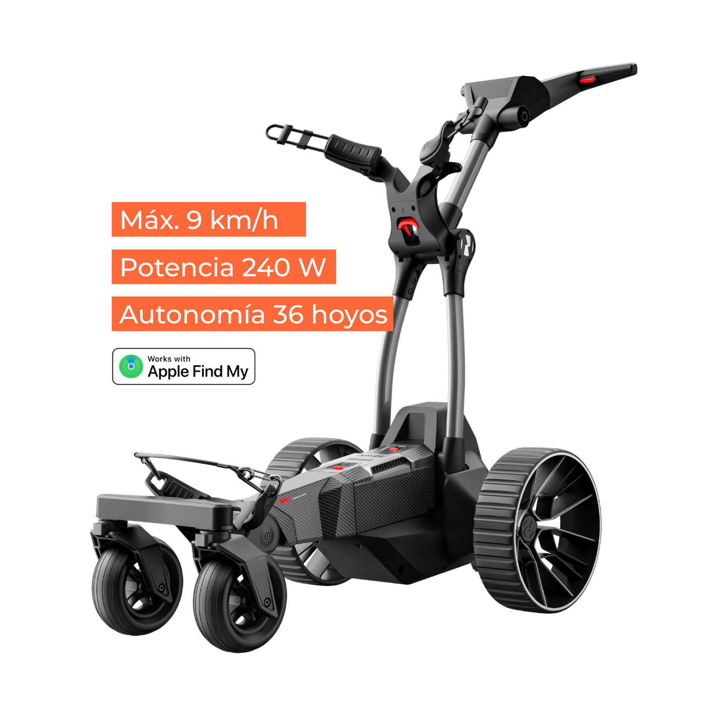 Navee Carrito de Golf Eléctrico Birdie 3X 2 Motores 240W Autonomía 36 Hoyos Máx 9km/h Todoterreno Control Remoto App USB-C Negro