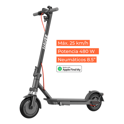 Navee Scooter Eléctrico Easyride 25 Pro Plegable Autonomía 25km Máx 25km/h Neumáticos 8.5" 480W Suspensión Delantera EABS Negro - Bestmart