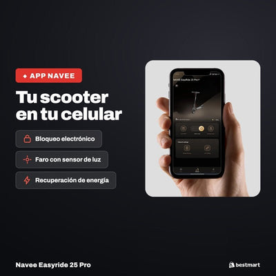 Navee Scooter Eléctrico Easyride 25 Pro Plegable Autonomía 25km Máx 25km/h Neumáticos 8.5" 480W Suspensión Delantera EABS Negro - Bestmart